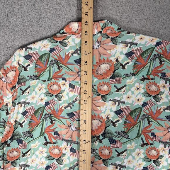 Springfield Armory Hawaiian Shirt Mens Size M Teal Gun American Flag AOP Bullpup - Picture 11 of 16